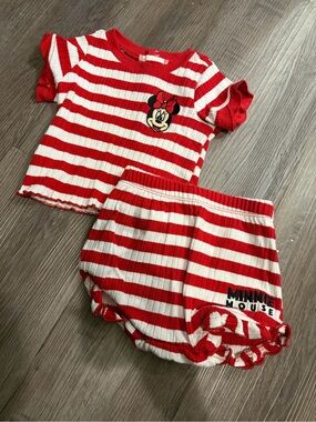 Minnie Mouse Red & White Striped Two-Piece Set- 12 month